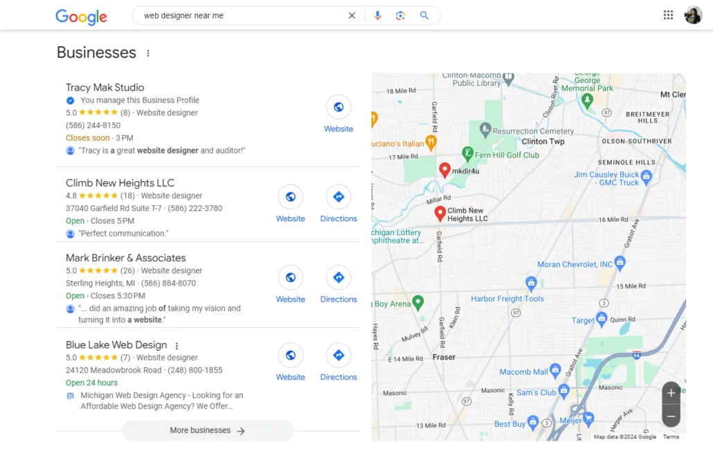 Local Search Results For Web Designer Near Me