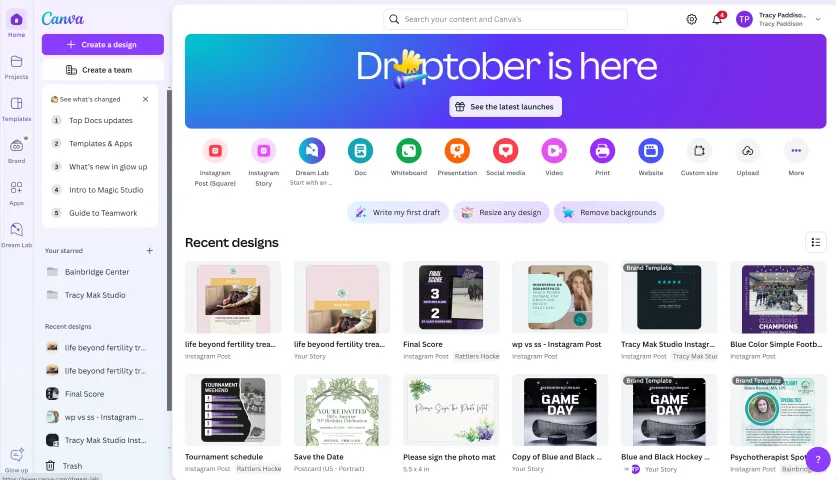 Canva Homepage