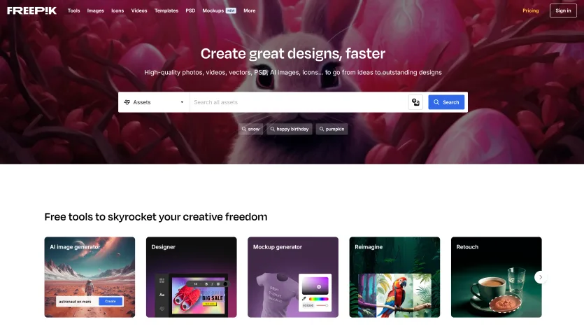 Freepik Homepage